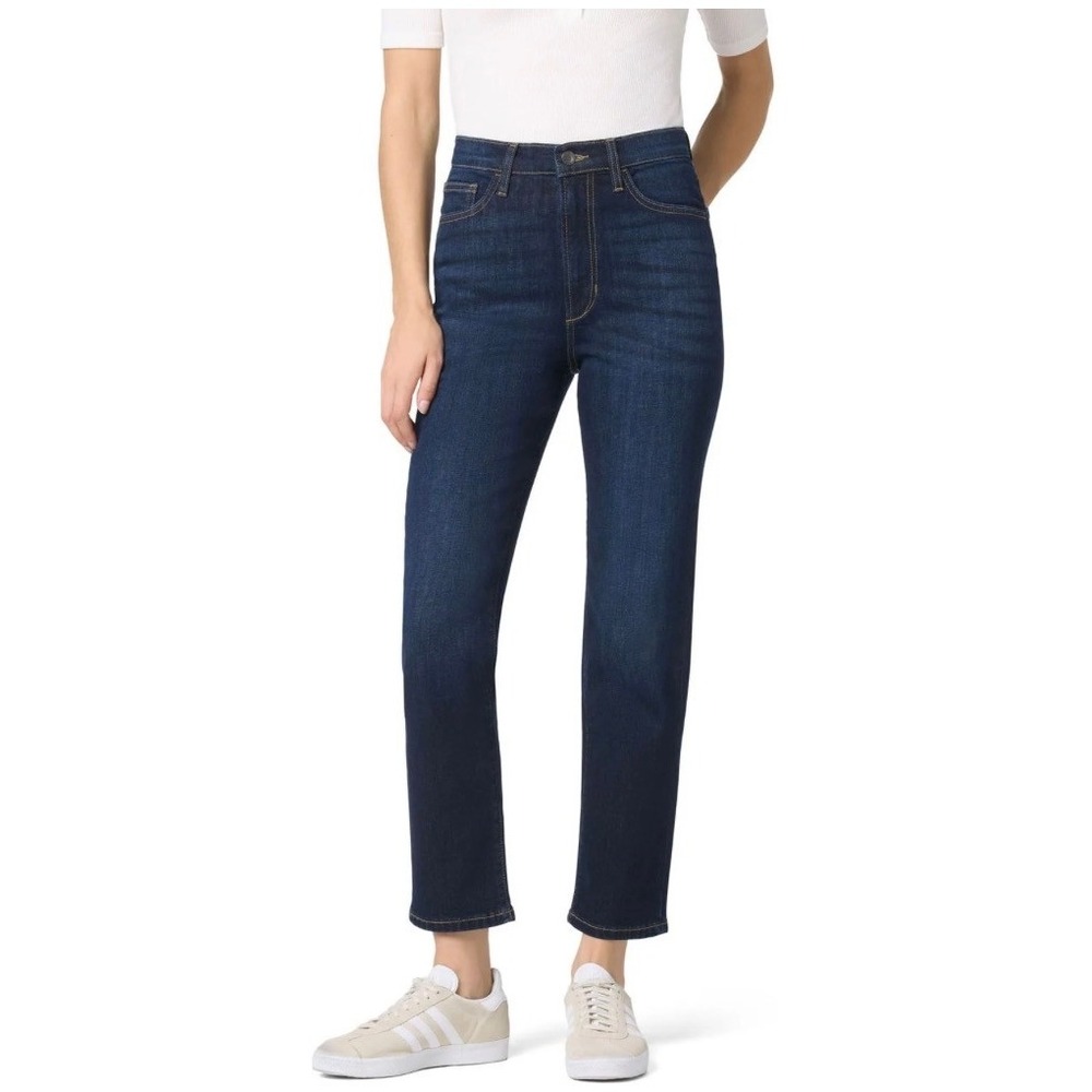 Joes Jeans Womens 28 Straight Ankle Dark Wash Raw Hem‎ Stretch Denim Blue Jeans